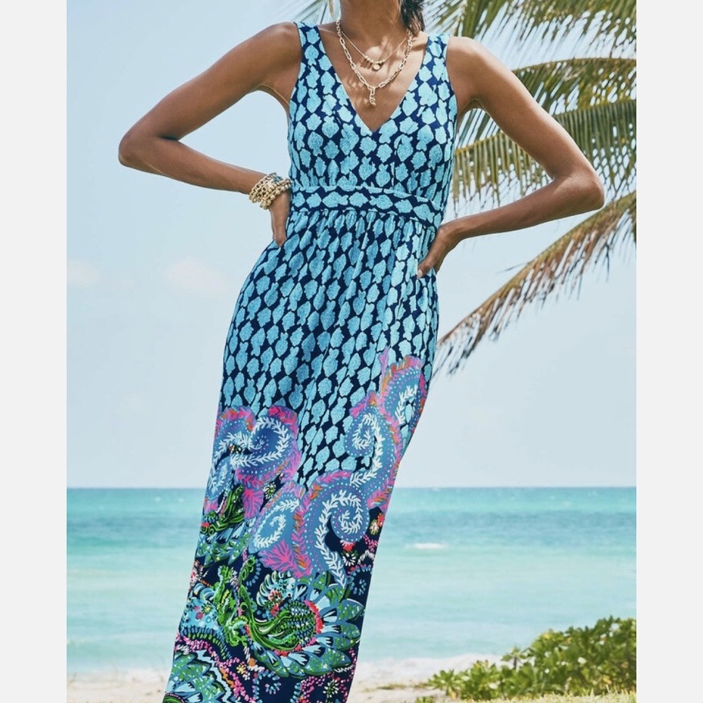 Lilly Pulitzer Navy and Light Blue Floral Dress